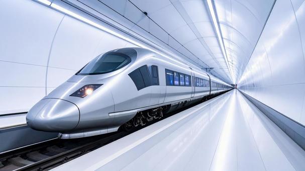 新幹線っぽい銀色の電車B 新幹線っぽい銀色の電車Bの写真