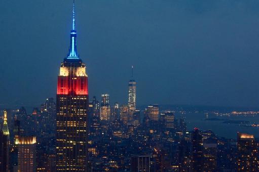 ニューヨーク夜景 ニューヨーク夜景 マンハッタン,夜景,ニューヨークの写真素材