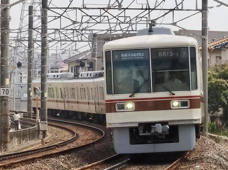 京成松戸線 8800形 登場時塗装 京成松戸線 8800形 登場時塗装 松戸線,京成松戸線,8800形の写真素材