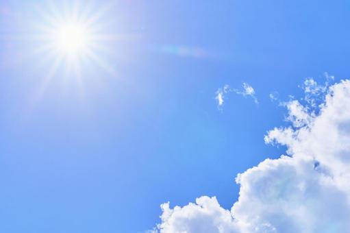 Photo, blue sky, sun, large sky, 