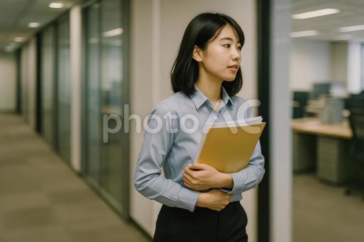 書類を持って移動する社員 日本人,社員,男性の写真素材