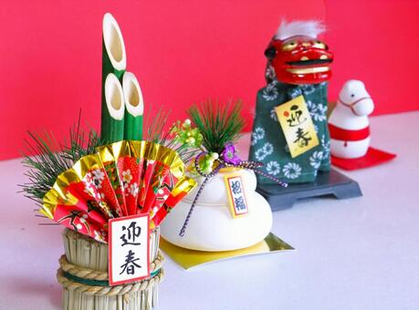正月の小物たち② 正月,門松,鏡餅の写真素材