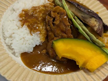 Photo, summer vegetables, curry, curry and rice, 