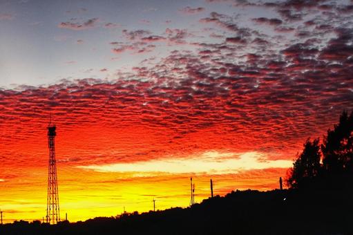 夕焼け 夕焼け 夕焼け,空,夕暮れの写真素材