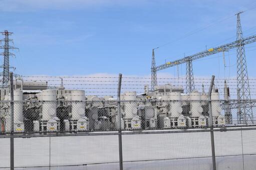 雪国の屋外変電設備 屋外変電設備,屋外変電所,変電設備の写真素材