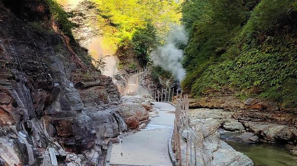 小安峡大噴湯（秋田県湯沢市） 自然,小安峡大噴湯,秋田県湯沢市の写真素材