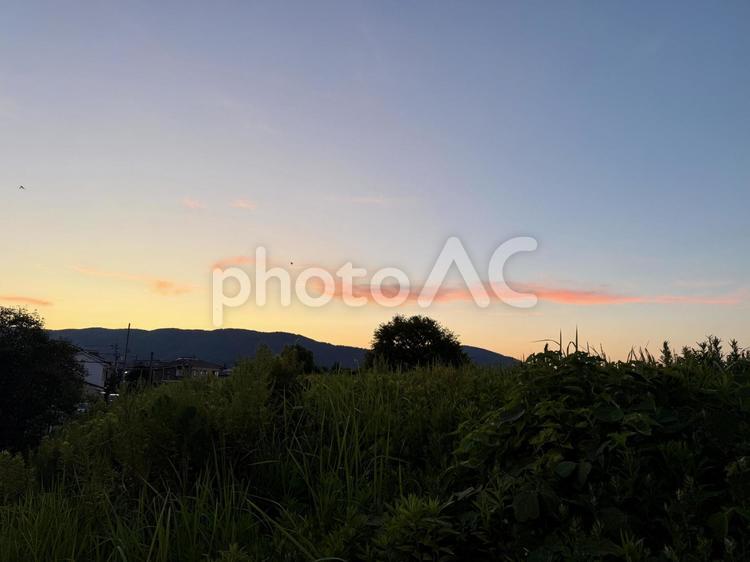 福井の夕暮れ　サンセット田舎 夕日,夕暮れ,サンセットの写真素材