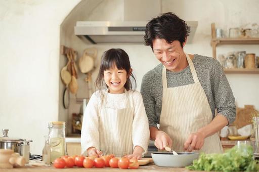 料理をする親子-6 料理をする親子-6の写真