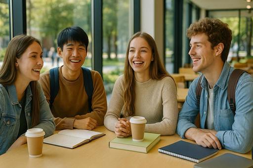 学生のカフェ勉強風景 学生のカフェ勉強風景の写真