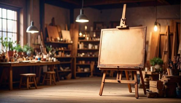 アトリエのイーゼルの写真