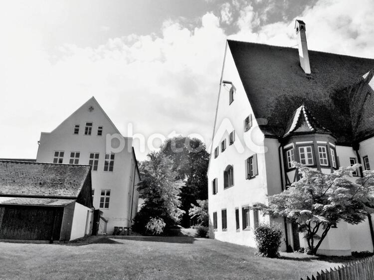 ネルトリンゲンの風景９　白黒　５月 ネルトリンゲン,ドイツ,バイエルン地方の写真素材