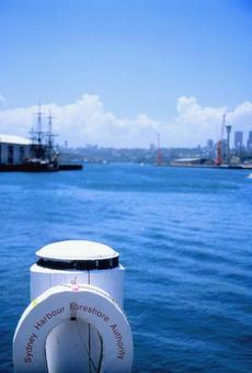 シドニーハーバーの青い海と港の風景 縦,カラー,横構図の写真素材