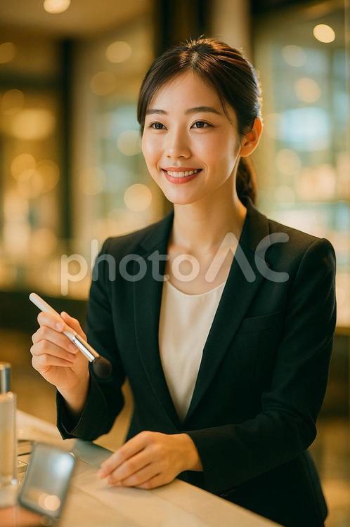光に包まれる美容部員 美容部員,接客,若い女性の写真素材