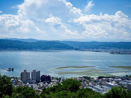 立石公園から望む諏訪湖 湖,諏訪湖,立石公園の写真素材