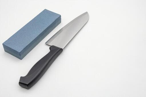 包丁と砥石　白背景 包丁,砥石,研ぐの写真素材