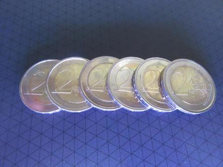 2ユーロ硬貨 2ユーロ硬貨 硬貨,コイン,ユーロの写真素材
