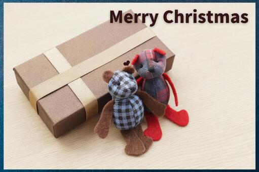 メリークリスマス　テディベアとプレゼント クリスマス,プレゼント,ペアの写真素材