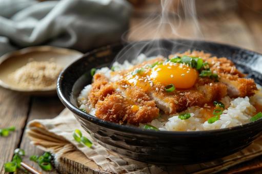 卵黄とんかつが香るかつ丼の写真