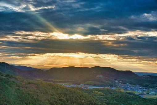 高御位山 播磨平野,山岳,平野の写真素材