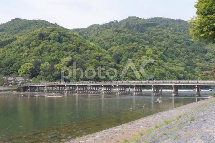 京都　嵐山の渡月橋の風景 嵐山,京都,橋の写真素材