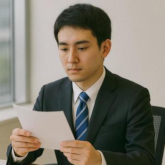 資料を確認する新入社員ビジネスマン 資料を確認する新入社員ビジネスマンの写真