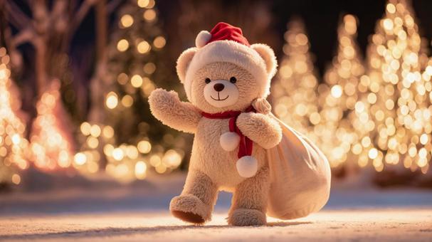 サンタの格好をした可愛いクマの写真