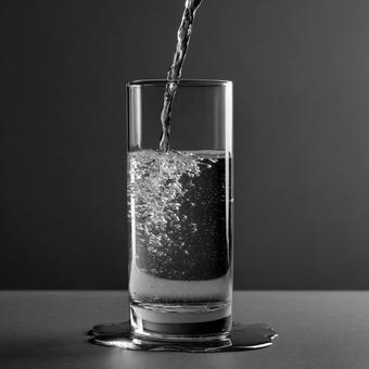 グラスに注がれる清らかな水 グラスに注がれる清らかな水の写真