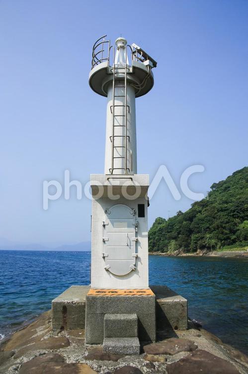 愛媛県愛南町　船越運河北口防波堤灯台 船越運河北口防波堤灯台,船越運河,北口防波堤灯台の写真素材