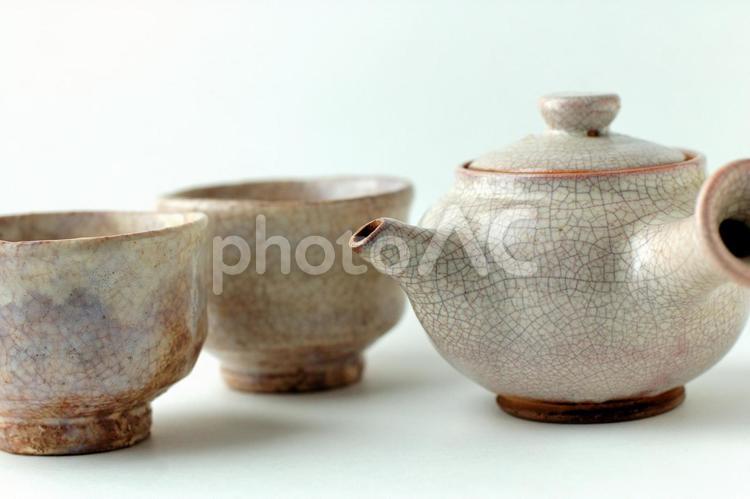 萩焼の急須と湯呑 萩焼,急須,湯呑の写真素材