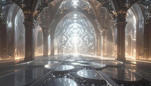 光に包まれた神聖なプラチナの大聖堂の写真