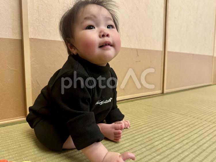 座る赤ちゃんのイメージ 赤ちゃん,子供,座るの写真素材