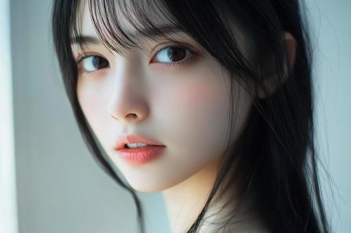 微笑の美しい黒髪日本女性 微笑の美しい黒髪日本女性の写真