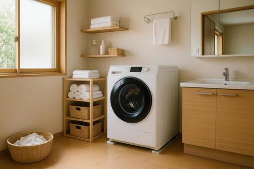 ドラム式洗濯機のある生活の写真