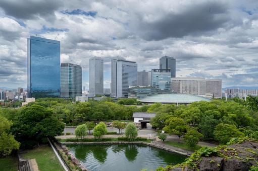 大阪 大阪城ホールと大阪ビジネスパーク 大阪 大阪城ホールと大阪ビジネスパーク 大阪城,オオサカ,城の写真素材