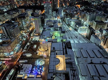 札幌夜景(Jr タワービルから) 札幌,ビル,夜景の写真素材