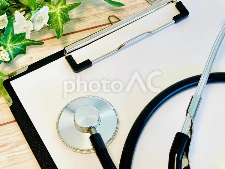 問診・診察・診療 問診,カルテ,聴診器の写真素材