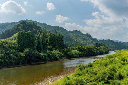 晴天の加江田川 晴天の加江田川 晴天,川,空の写真素材