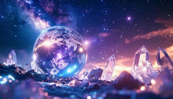 幻想的な星とクリスタル 幻想的な星とクリスタルの写真