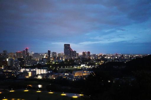 仙台市の夜景 仙台市の夜景 夜景,夕焼け,夕景の写真素材