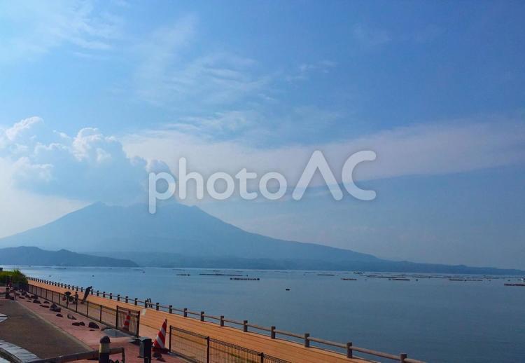 鹿児島・道の駅「たるみず」からの桜島 桜島,鹿児島,錦江湾の写真素材