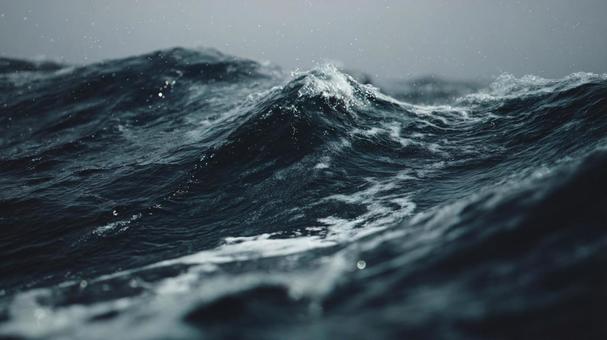 シネマティックな描写の、泡立つ海の波 シネマティックな描写の、泡立つ海の波の写真