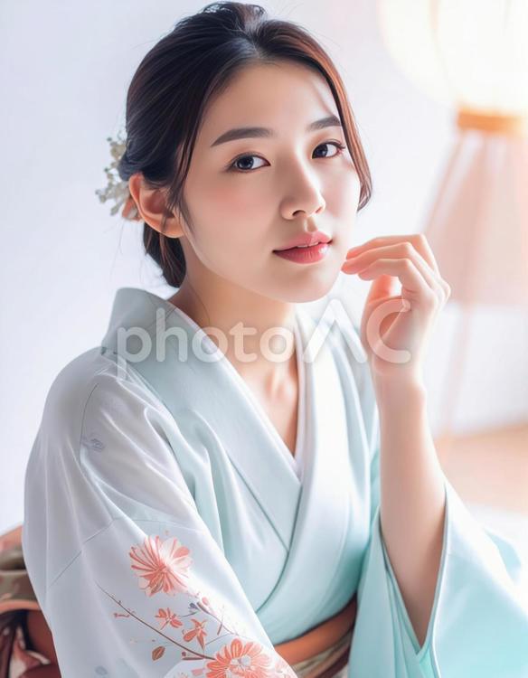 浴衣姿の日本人女性のポートレイト 女性,着物,振袖の写真素材