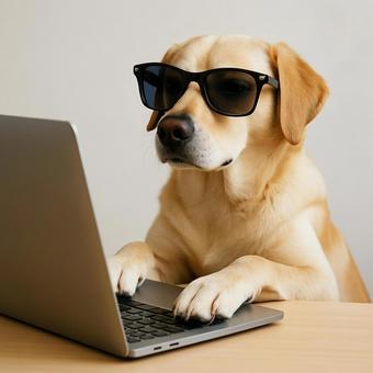 クールな犬のPCタイム クールな犬のPCタイムの写真