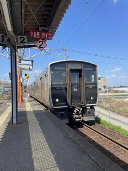 宮崎の電車 電車,宮崎空港,駅の写真素材