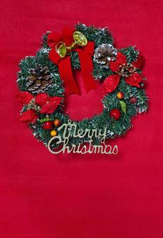 クリスマスリース　赤 クリスマス,クリスマスイブ,メリークリスマスの写真素材
