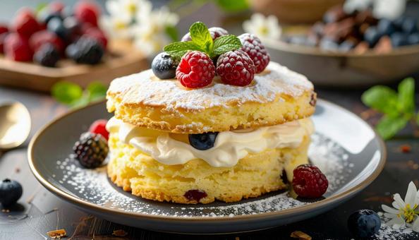 美味しそうなラズベリーのケーキ 美味しそうなラズベリーのケーキの写真