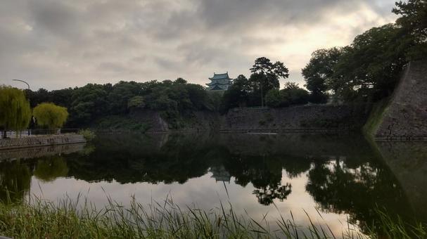 早朝_名古屋城 景色,背景,早朝の写真素材