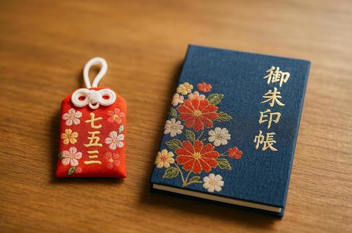 七五三お守りと御朱印帳の写真