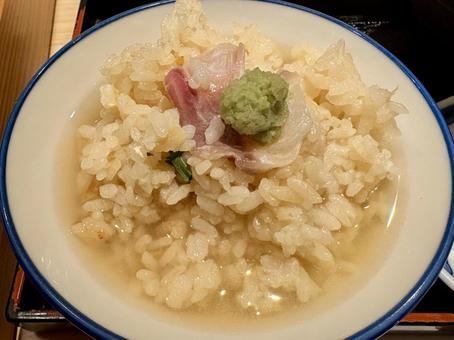 鯛茶漬けわさびのせ　アップ 鯛茶漬け,お茶漬け,鯛の写真素材