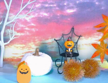 明るくかわいいハロウィン④ 明るくかわいいハロウィン④ ハロウィン,かぼちゃ,夕焼けの写真素材